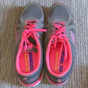 Pink and Grey Sketcher Sneakers
